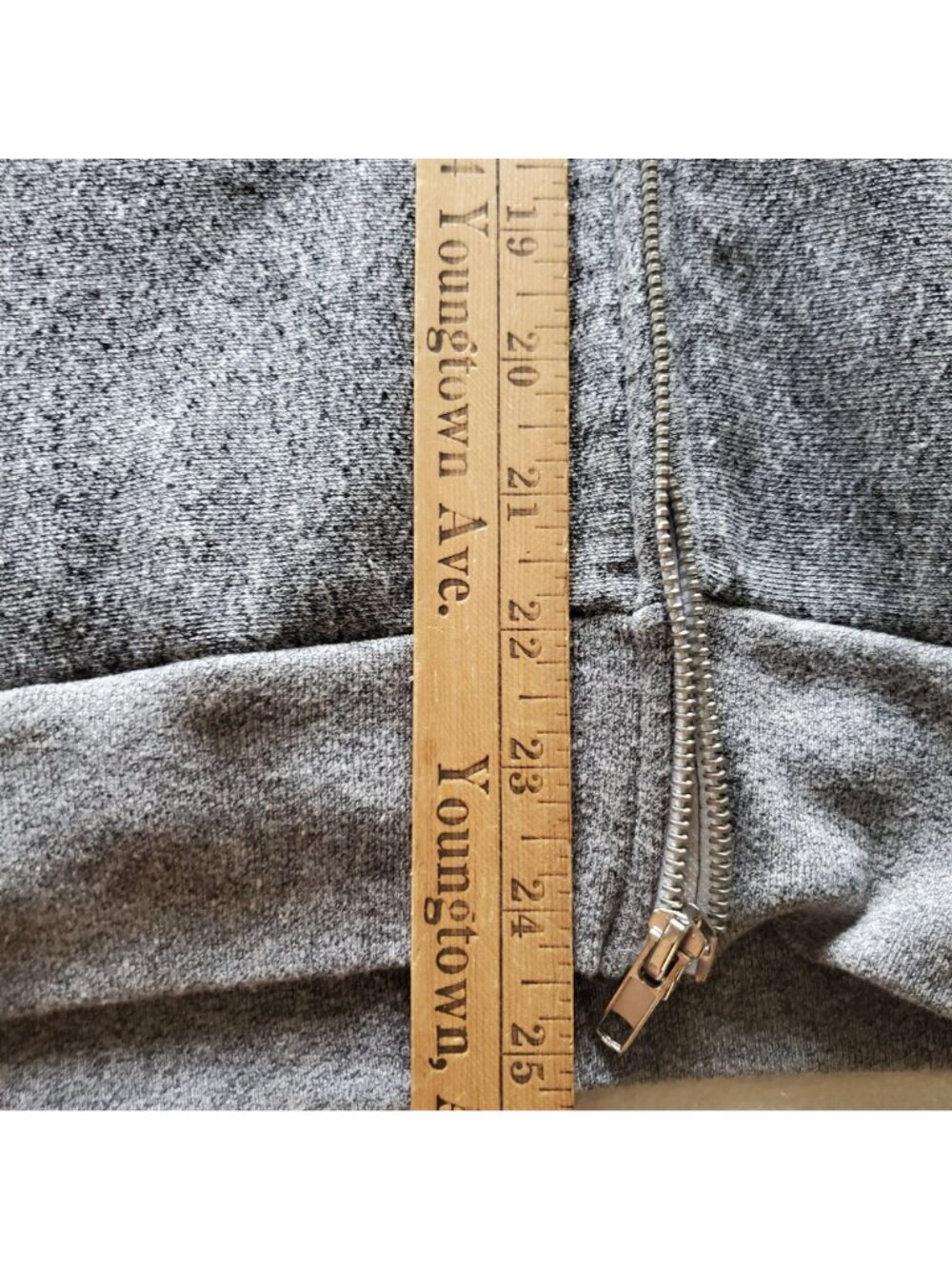 American Apparel Gray Zip Hoodie Burlap Sunburst Sun Ray Patchwork Size L Large - Picture 4 of 12